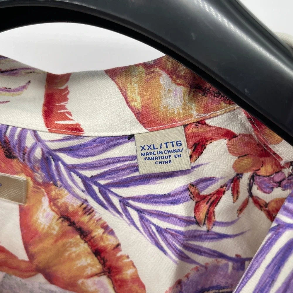 Tommy Baham Silk Shirt Mens‎ XXL Multicolor Floral Hawaiian